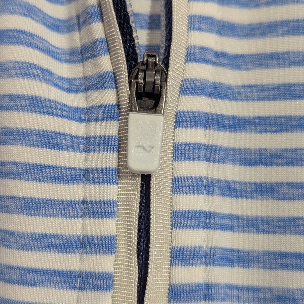 Vineyard Vines Women's Aqua Blue White Stripe Performance 1/4 Zip Top XXS *NWOT - Picture 7 of 15